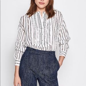 NWT JOIE Morit Pintucked Striped Blouse